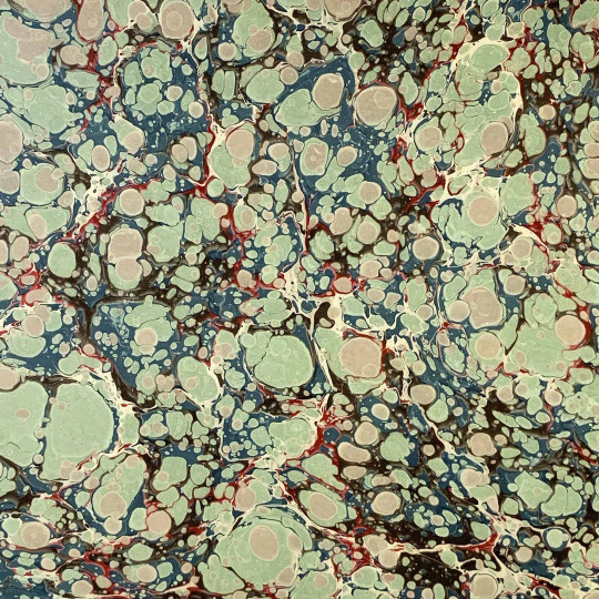 Hand Marbled Paper Stone Marble Pattern in Green and Red ~ Berretti Marbled Arts